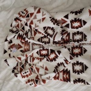 Colorful Planet Aztec Design Sherpa Jacket size M 10/12